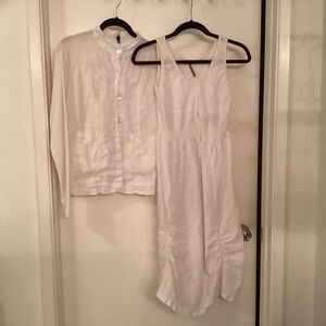 White Linen Dress and JacketSize Large softly worn designer brand
